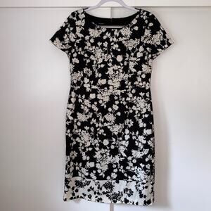 Talbots B & W floral dress